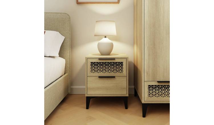 GFW Ezra 2 Drawer Bedside Table - Oak