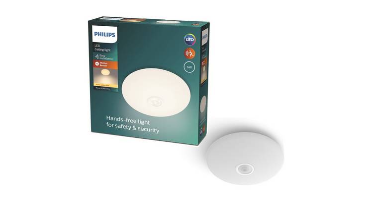 Philips Mauve PIR Sensor 6W LED Flush Ceiling Light - White