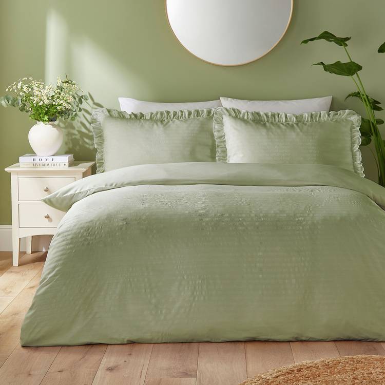 Silentnight Seersucker Frill Sage Bedding Set - King size 0