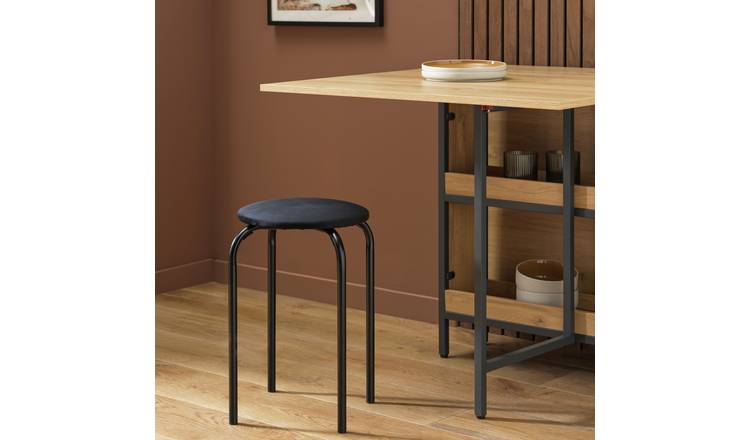 Argos Home Nyla Velvet Stacking Stool - Black