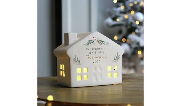 Personalised Message Christmas Leaves Led House