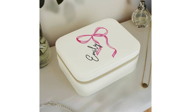 Personalised Message Bow Travel Jewellery Box