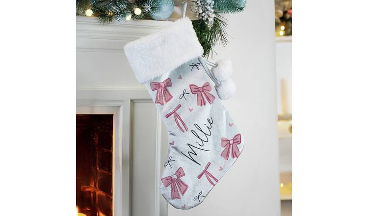Personalised Message Pink Box Christmas Stocking