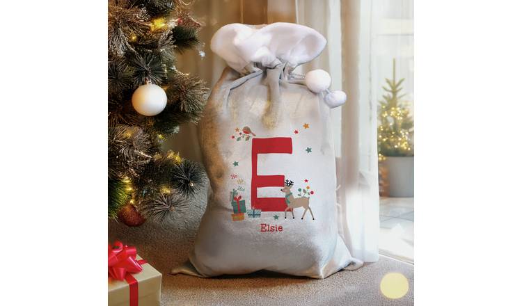 Personalised Initial Reindeer Christmas Sack
