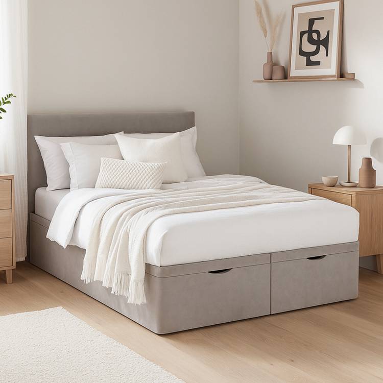 Millbrook Beds Double Fabric End Lift Ottoman Bed - Natural 0
