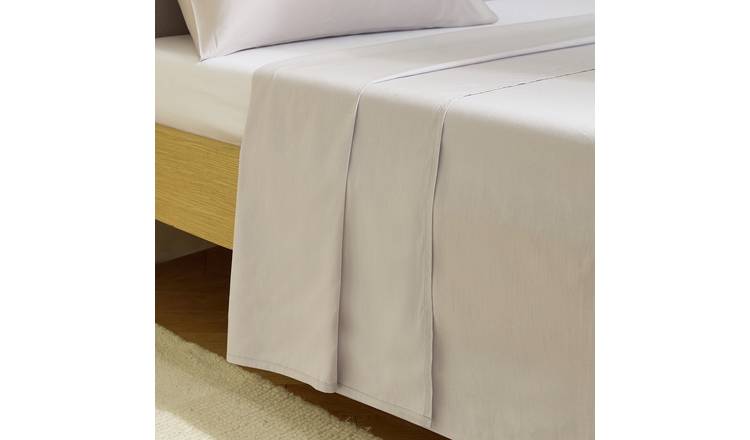 Habitat Cool Cotton Lyocell Grey Flat Sheet - Single