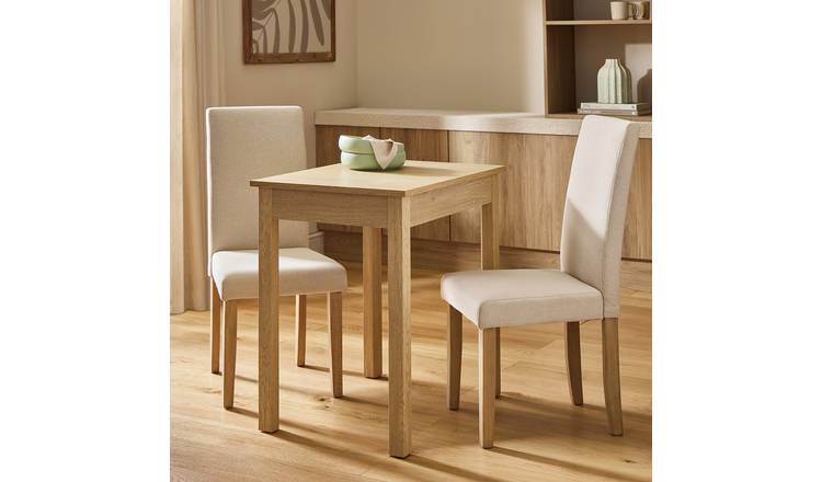 Argos Home Sendi Natural Dining Table and 2 Cream Chairs