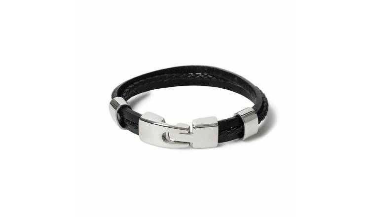 Uncommon Souls Men's Leather Clasp Bracelet