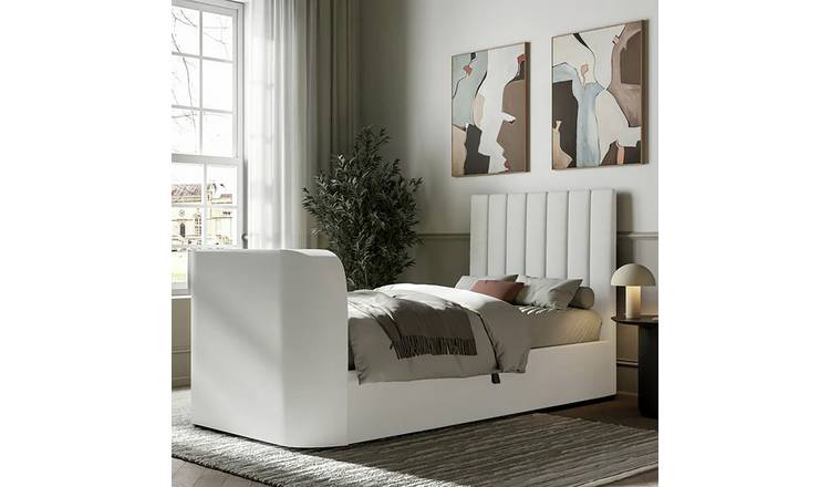 Smart TV Bed Sheldon Single Ottoman TV Bed Frame- Natural