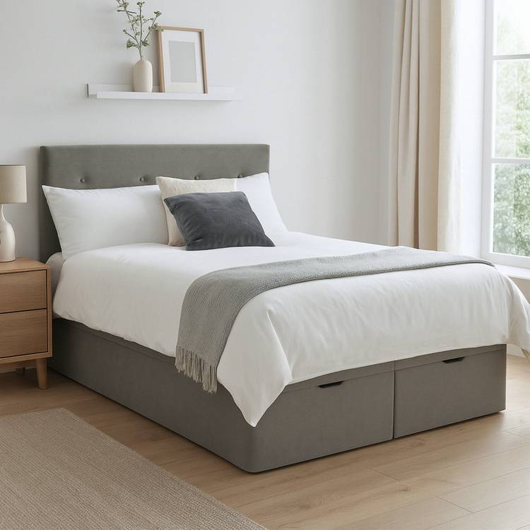 Millbrook Beds Double Fabric End Lift Ottoman Bed - Grey 0