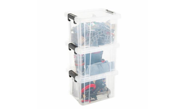 Strata Stackmaster 3 x 35L Plastic Storage Boxes - Black