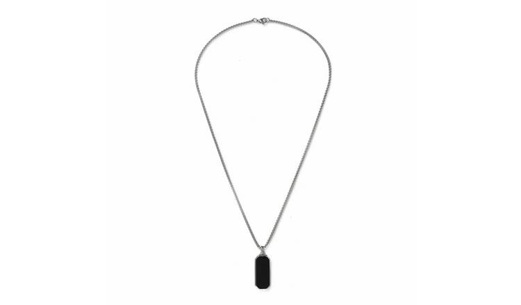 Uncommon Souls Stainless Steel  Black Tag Chain Necklace