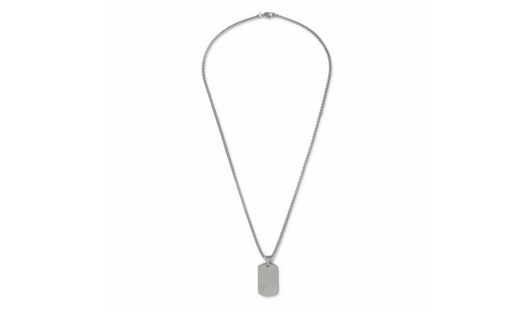 Uncommon Souls Silver Dog Tag Pendant Necklace 