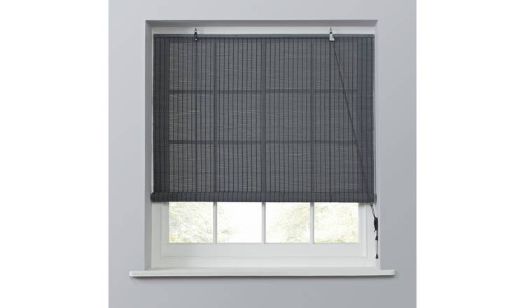 Little Black Book Bamboo Grey Roller Blind - 90cm