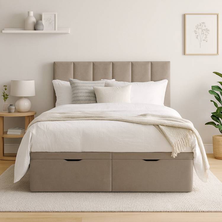 Millbrook Beds Double Fabric End Lift Ottoman Bed - Natural 0