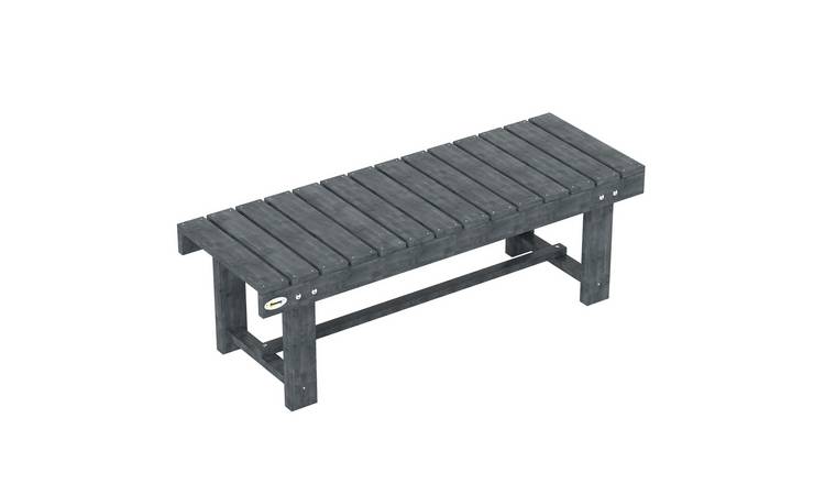 Outsunny 2 Seater Fir Wood Backless Garden Bench - Grey