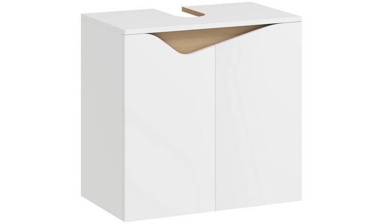 HOMCOM Under Sink Bathroom Cabinet with Soft-Close Doors - White