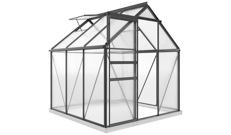 Outsunny Polycarbonate 2 Roof Vents Greenhouse – Grey