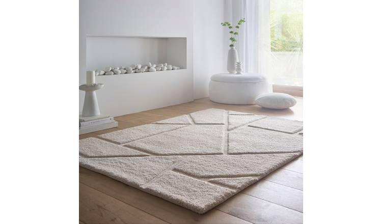 Mega Flooring White Modern Geometric Rug - 200 x 290cm
