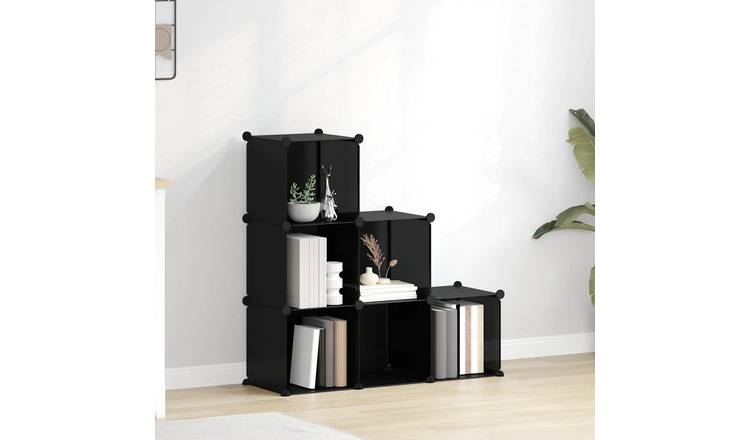 Walplus Plastic Storage Cube Organiser - Black - 94.5 x 31.5 x 93 cm