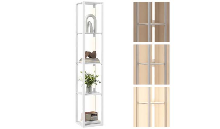 HOMCOM LED Dimmable Shelf Floor Lamp - White