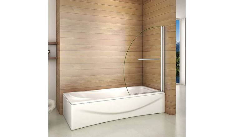 MLH 1500x1000mm Sail Shaped Bathscreen - Silver