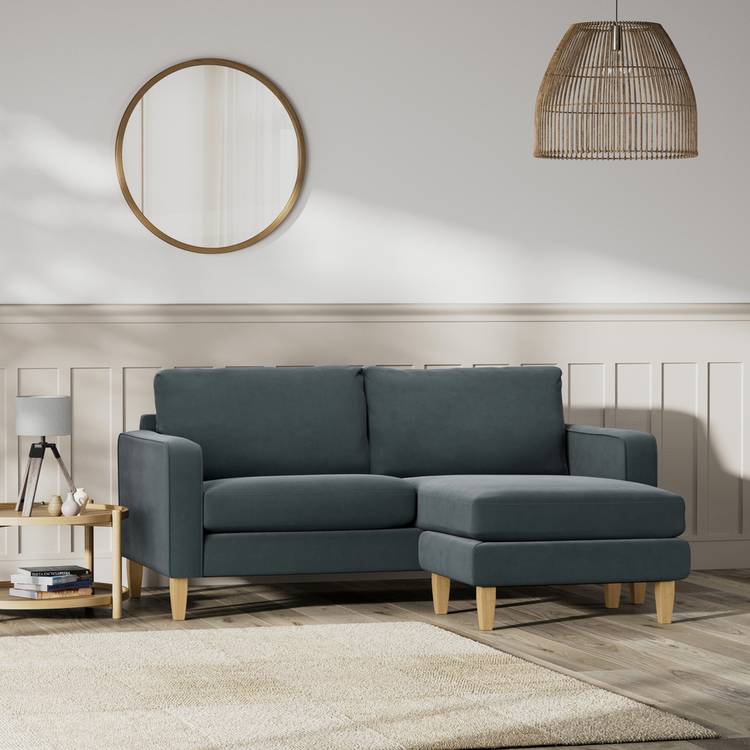 Habitat Flint Fabric Reversible 3 Seater CornerSofa-Charcoal 0