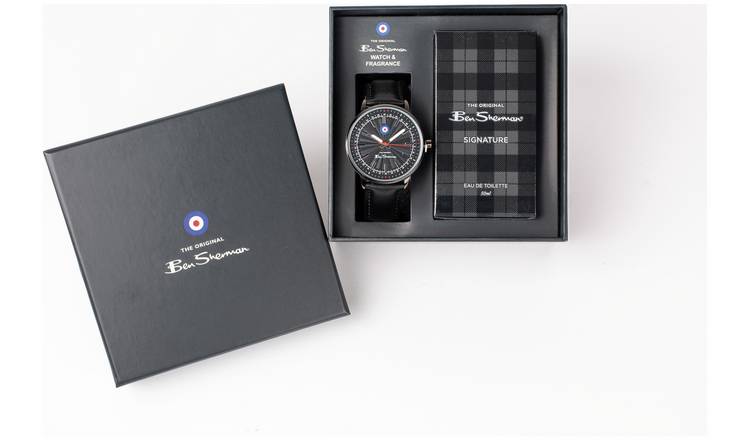 Ben Sherman Black Strap Watch with Fragrance Set 