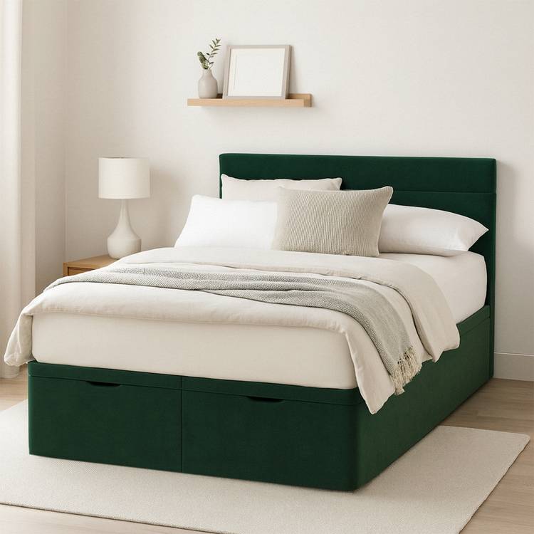 Millbrook Beds Double Fabric End Lift Ottoman Bed - Green 0