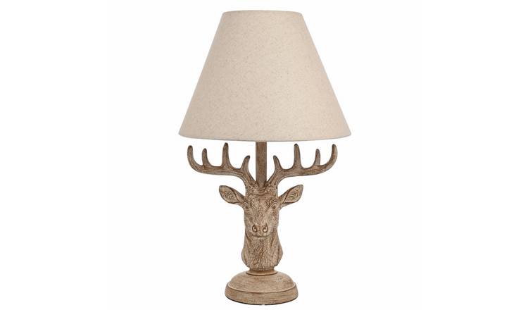 Hestia Wood Effect Stags Head Table Lamp 18 inch