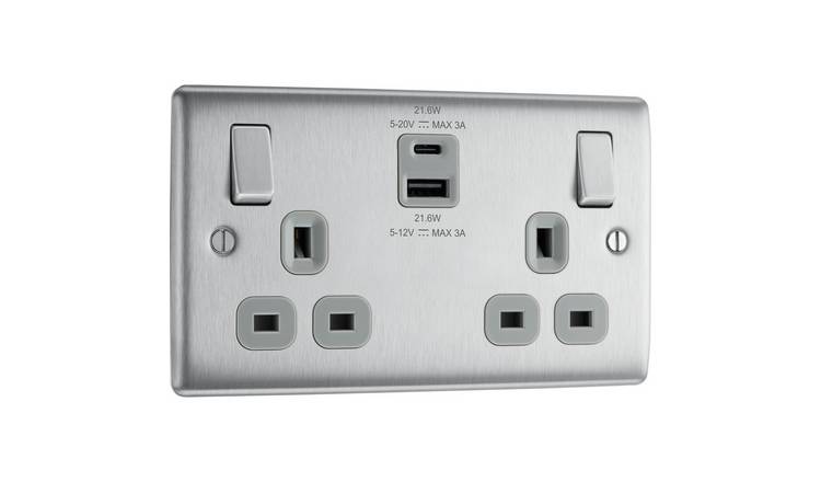 BG 13A Double Switched Socket with USB-A & USB-C
