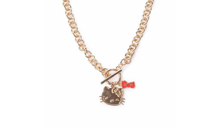 Custard London Hello Kitty Gold Tone T-Bar Pendant Necklace