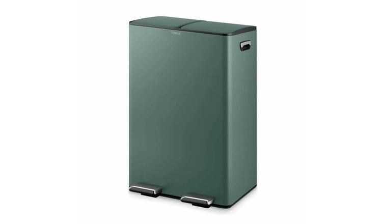 Tower 60L Twin Compartment Recycling Pedal Bin - Green