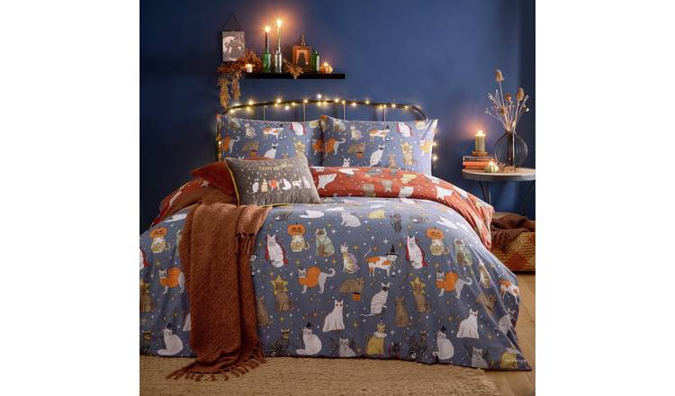furn Halloween Pawty Blue & Red Bedding Set - Single