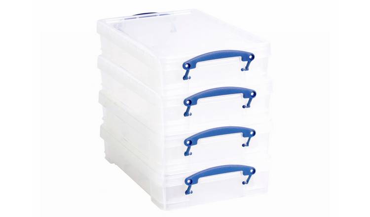 Really Useful 4 x 4L Plastic Storage Boxes - Clear