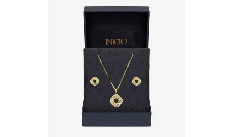Inicio 14K Gold Plated and Cubic Zirconia Open Knot Set