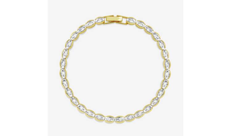 Inicio 14K Gold Plated and Crystal Tennis Bracelet