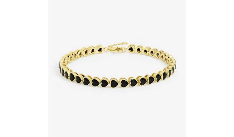 Inicio Gold Plated and Jet Crystal Tennis Bracelet
