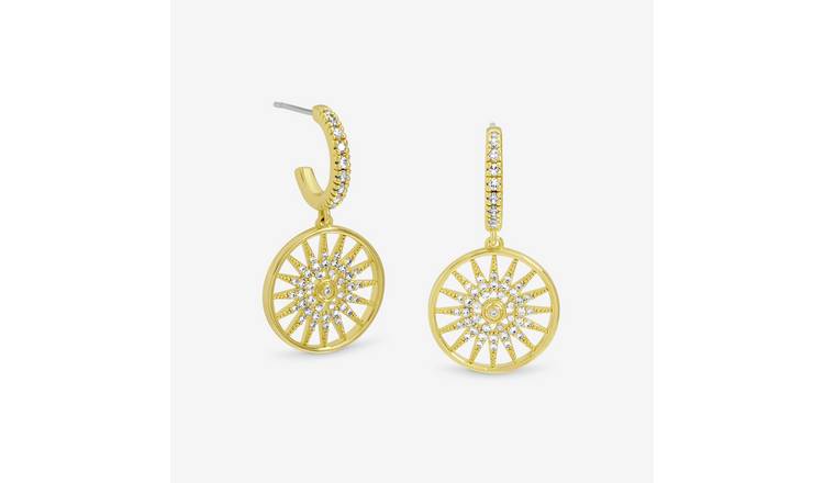 Inicio Gold Plated Celestial Charm Hoop Earrings