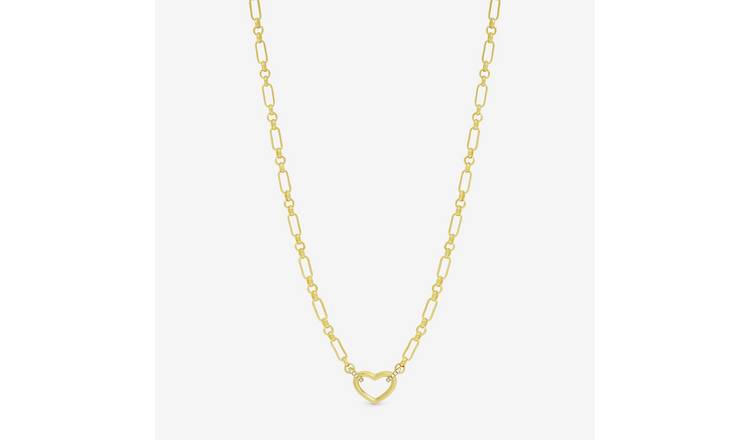 Inicio Gold Plated and Pave Heart Chain Necklace