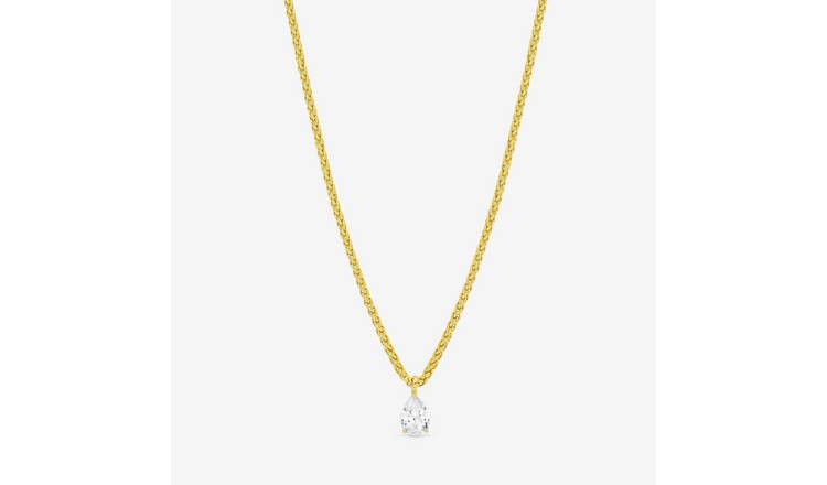 Jon Richard 18K Gold Chain Cubic Zirconia Peardrop Necklace