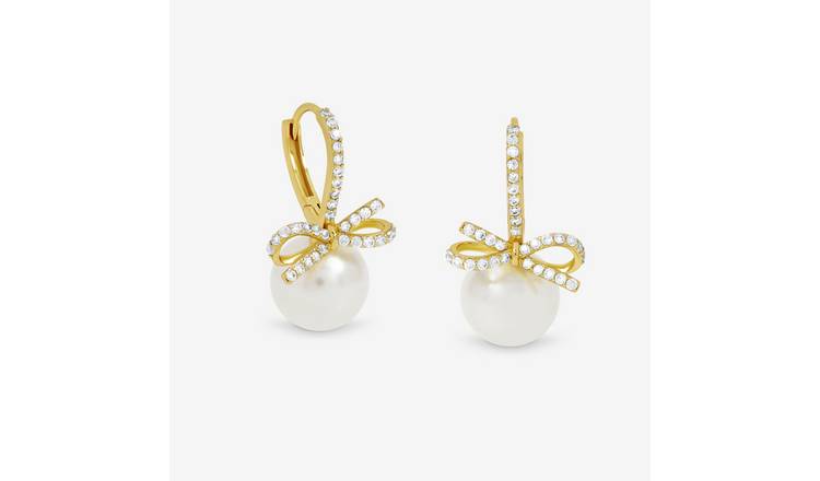 Jon Richard Crystal Bow and Pearl Hoops