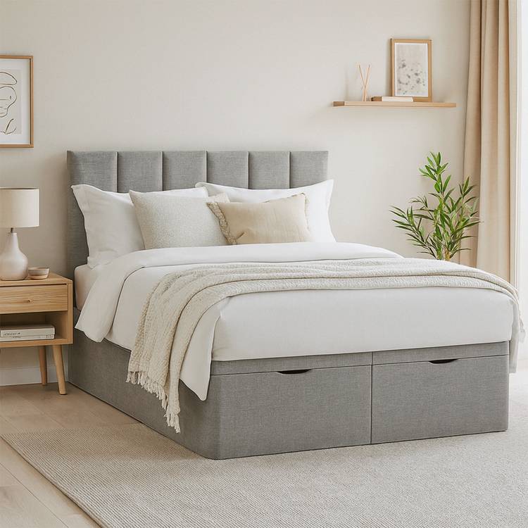 Millbrook Beds Double Fabric End Lift Ottoman Bed - Grey 0