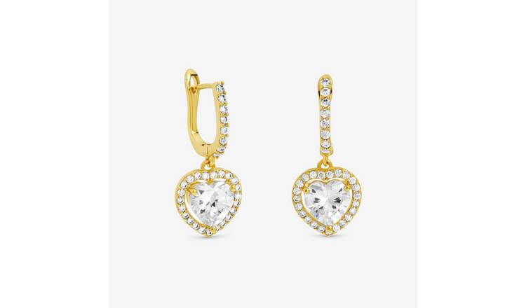 Jon Richard Crystal Halo Heart Hoop Earrings