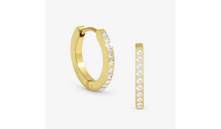 Jon Richard Crystal And Polished Huggie Hoop Earrings