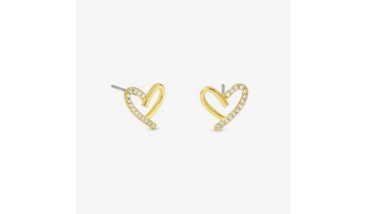 Jon Richard 14K Gold Plated Crystal and Polished Heart Studs