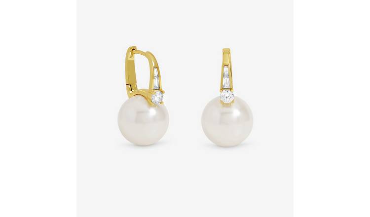 Jon Richard Crystal Stone Pearl Hoop Earrings
