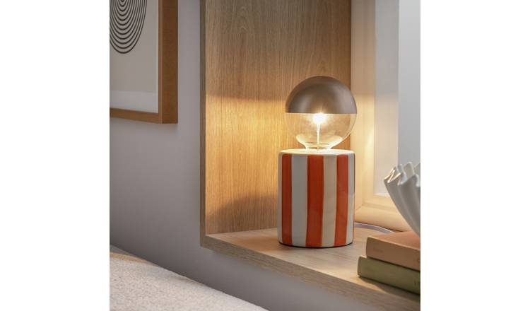 Habitat Ceramic Stripe Bulb Holder - Orange