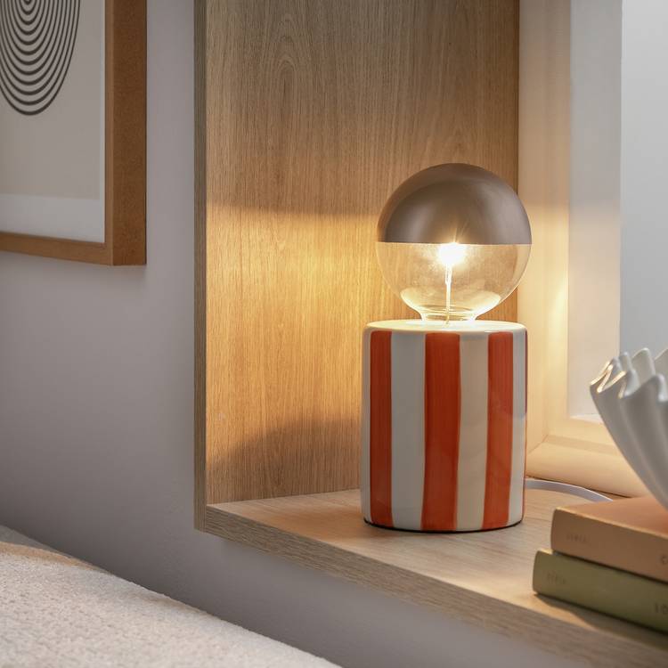 Habitat Ceramic Stripe Bulb Holder - Orange 0