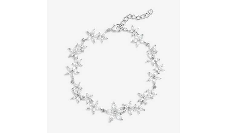 Jon Richard Cubic Zirconia Mixed Floral Bracelet